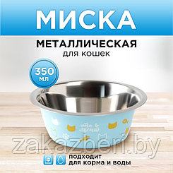Миска металлическая для кошки «Любимое меню», 350 мл, 13х4.5 см