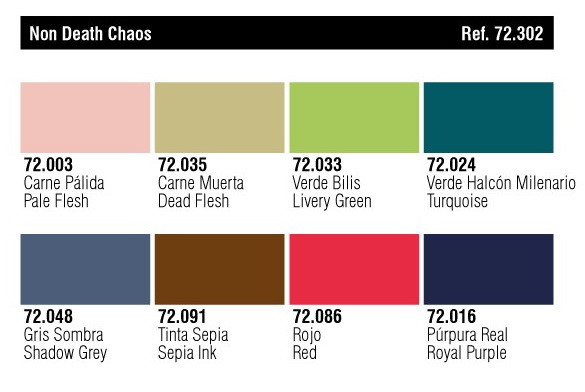 Набор акриловых красок для фэнтези минитюр NON DEATH CHAOS, 8х17мл, Vallejo - фото 2 - id-p119872822