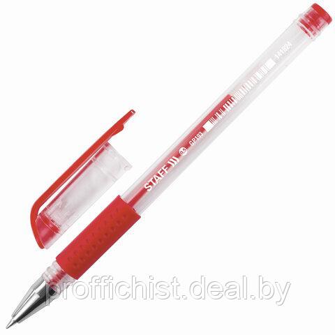 Ручка гелевая с грипом STAFF "EVERYDAY" GP-193, красная, корпус прозрачный, линия письма 0,35 мм, Цена без НДС - фото 1 - id-p188163297