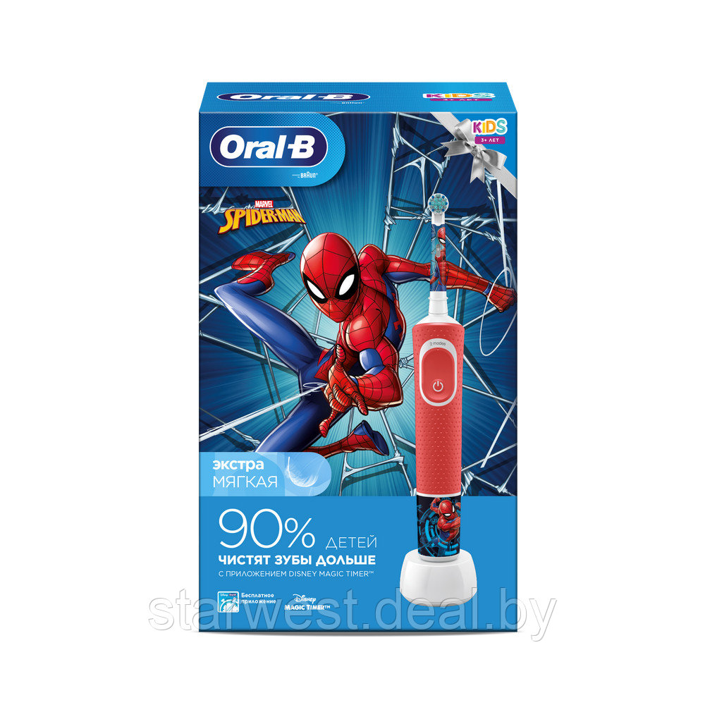 Oral-B Braun Vitality 100 Kids Spider Man Детская электрическая зубная щетка D100.413.2K - фото 1 - id-p188167324
