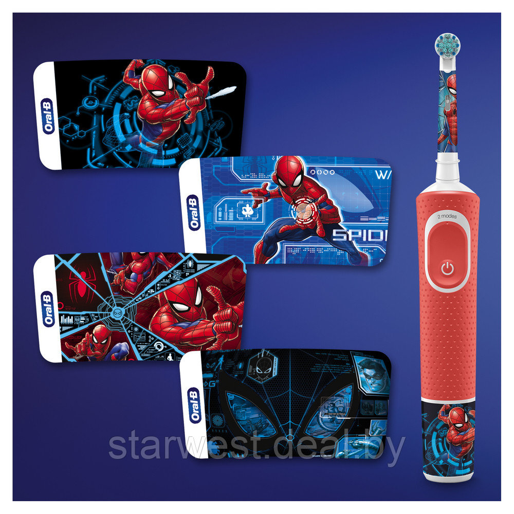 Oral-B Braun Vitality 100 Kids Spider Man Детская электрическая зубная щетка D100.413.2K - фото 6 - id-p188167324