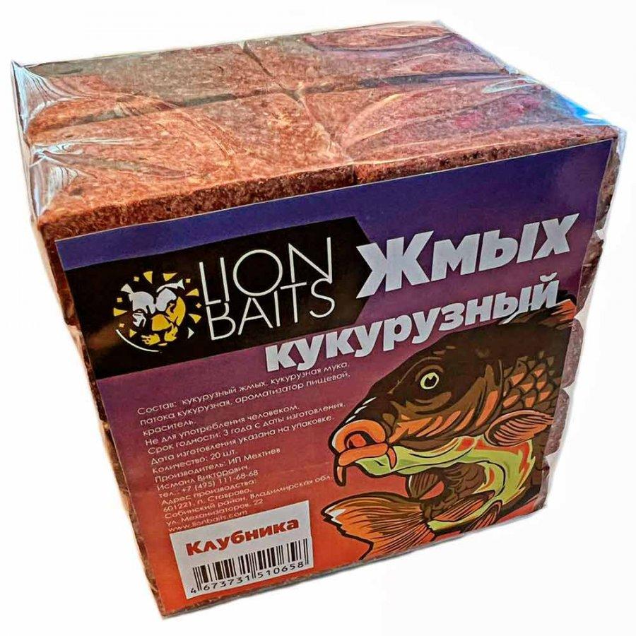 LION BAITS Жмых кукурузный Макуха "Клубника" 20шт - фото 1 - id-p188167777