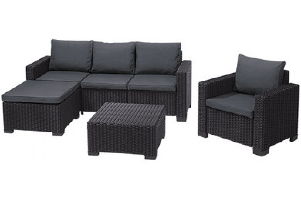 Набор уличной мебели Moorea Set (угловой диван, 2 кресла, столик), графит - фото 1 - id-p188169878