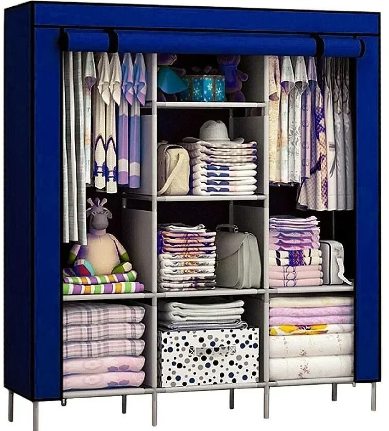 Складной шкаф Storage Wardrobe mod.88130 130 х 45 х 175 см. Трехсекционный. Синий - фото 6 - id-p188171035