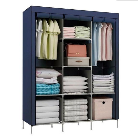Складной шкаф Storage Wardrobe mod.88130 130 х 45 х 175 см. Трехсекционный. Синий - фото 2 - id-p188171035