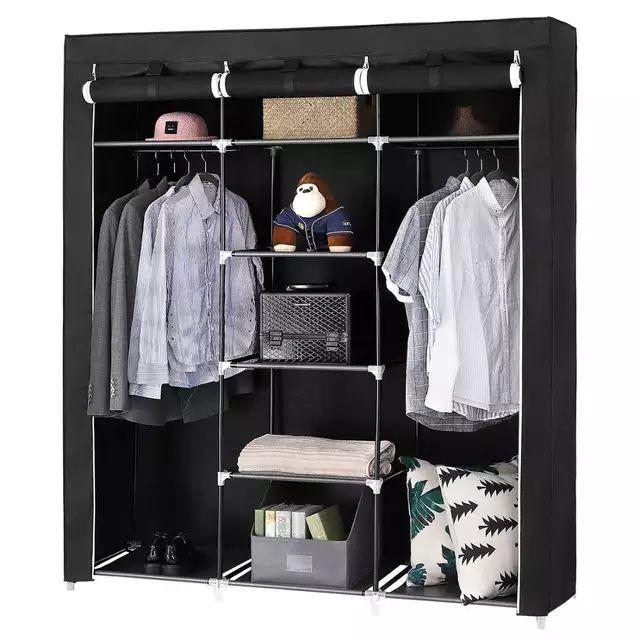 Складной шкаф Storage Wardrobe mod.88130 130 х 45 х 175 см. Трехсекционный (черный) - фото 3 - id-p188171173