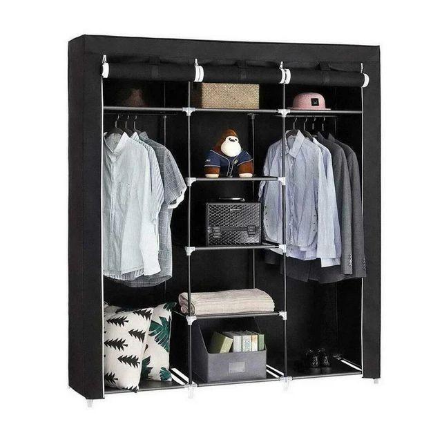 Складной шкаф Storage Wardrobe mod.88130 130 х 45 х 175 см. Трехсекционный (черный) - фото 6 - id-p188171173