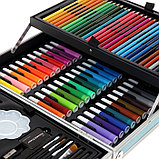 Набор для рисования 145 предметов в голубом чемодане Единорожка, фото 6
