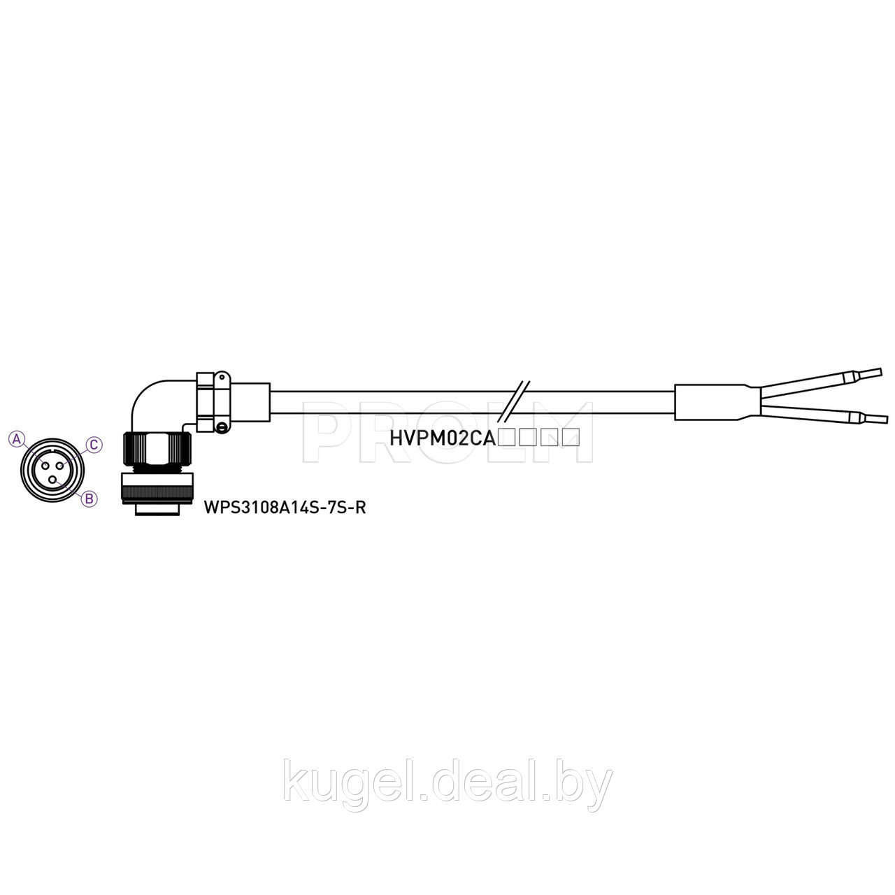 Силовой кабель серводвигателя, HVPM06CA10MB, HIWIN - фото 2 - id-p188172504