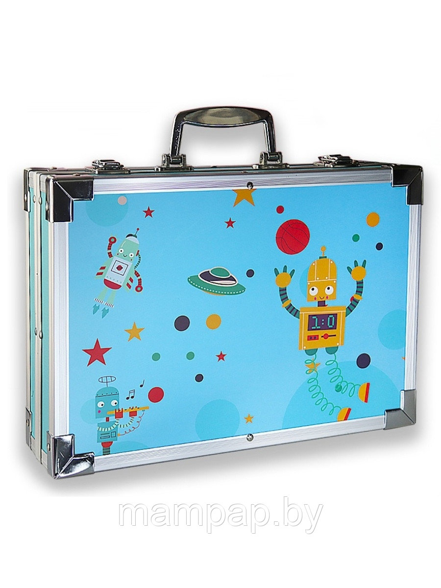 Набор для рисования 145 предметов в голубом чемодане Роботы - фото 2 - id-p188176357