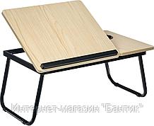 Стол складной с подъёмной крышкой и подстаканником «ВИТА», 55x32x25см, мдф, металл, св.дерево, черный