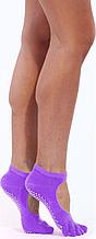 Носки противоскользящие для занятий йогой открытые, фиолетовые