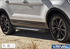 Порог-площадка "Bmw-Style" D193AL + комплект крепежа, RIVAL, Ford Explorer 2011-2015-