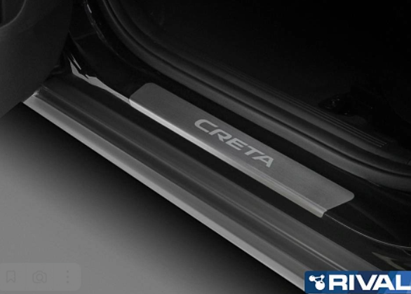 Накладки порогов RIVAL (4 шт.) Hyundai Creta 2021+ - фото 3 - id-p188184828