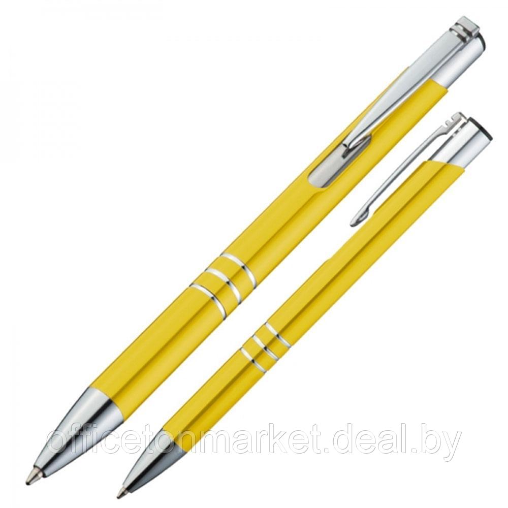 Ручка шариковая автоматическая "Ascot", 0.7 мм, желтый, серебристый, стерж. синий - фото 3 - id-p188181907