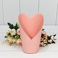 Коробка "Ваза-сердце" 13,5*10*22 см, розовый