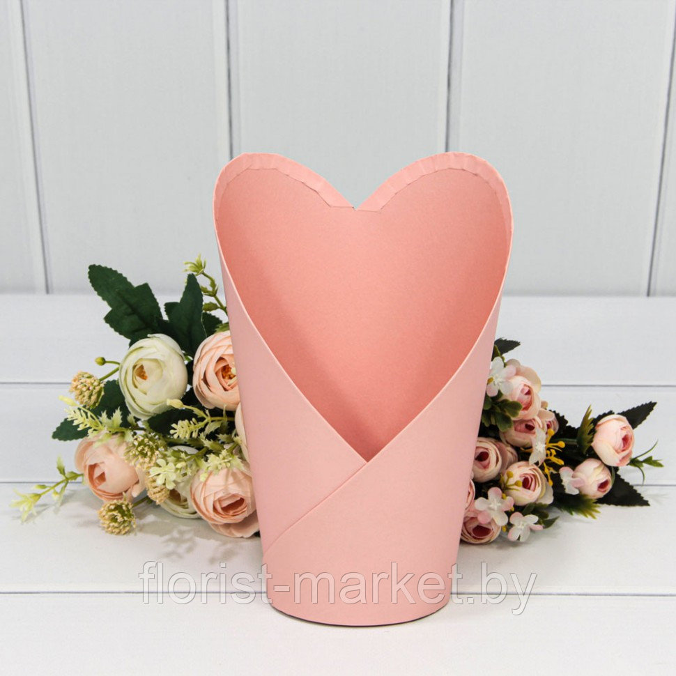 Коробка "Ваза-сердце" 13,5*10*22 см, розовый