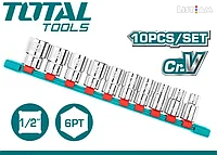 Набор торцевых головок 1/2", 6 граней (10-24 мм) 10шт TOTAL THT121101