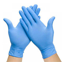 Перчатки нитриловые Household Gloves, текстур. на пальцах, р-р L, цв.голубой, KN003B