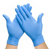 Перчатки нитриловые Household Gloves, текстур. на пальцах, р-р M, цв.голубой, KN002B