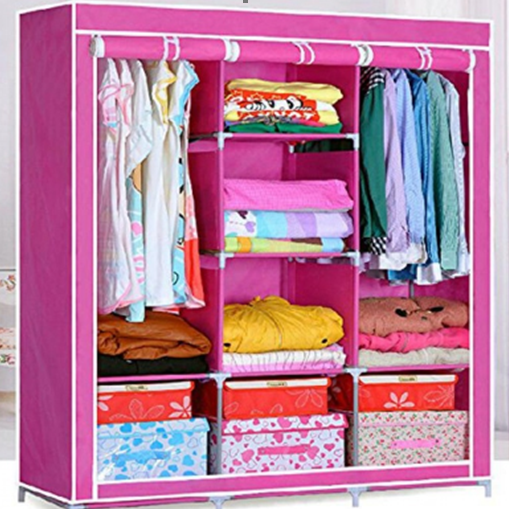 Складной шкаф Storage Wardrobe mod.88130 130 х 45 х 175 см. Трехсекционный (РОЗОВЫЙ) - фото 1 - id-p188208840