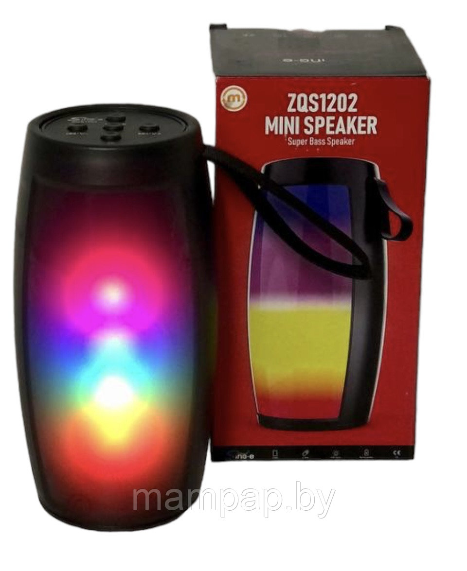 Беспроводная портативная колонка mini Speaker ZQS-1202 со светомузыкой - фото 4 - id-p188214566