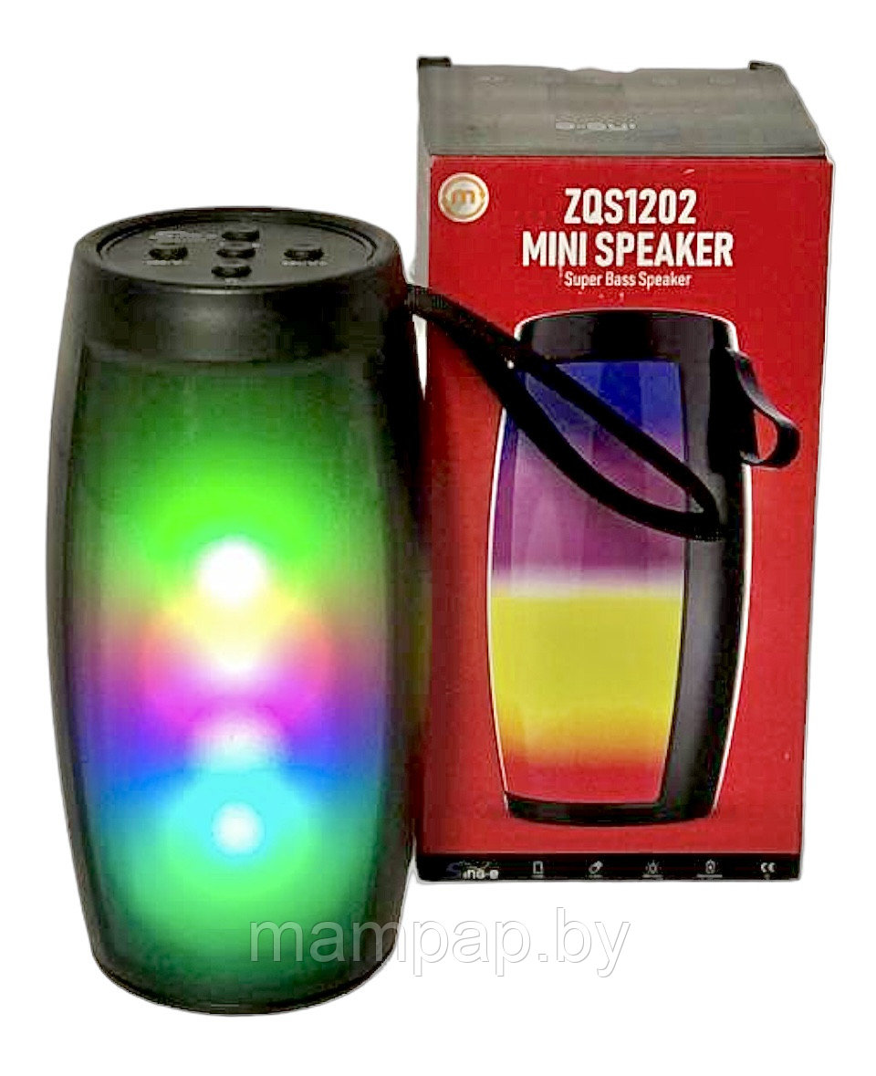 Беспроводная портативная колонка mini Speaker ZQS-1202 со светомузыкой