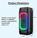 Беспроводная портативная колонка Wireless Speaker ZQS-4245 со светомузыкой+караоке микрофон + пульт, фото 8