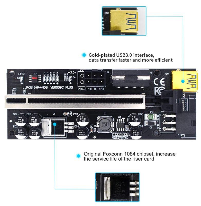 Адаптер - райзер USB3.0 PCI-E 1X на 16X, универсальный (ver.009C PLUS) 556152 - фото 5 - id-p188217457