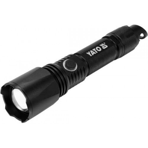 Фонарик 200х42мм (10W, 900lm, 3.7V, USB, IP64, zoom) "Yato" YT-08559