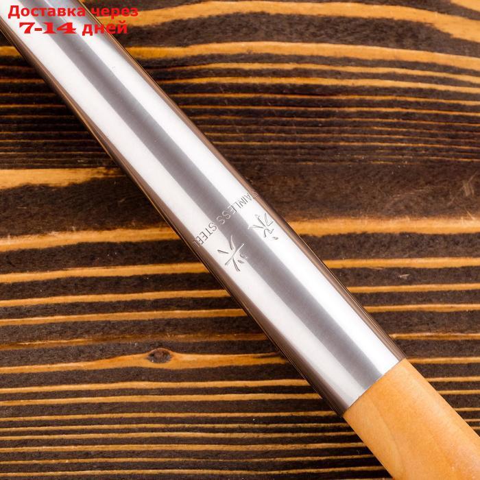 Шумовка для казана узбекская 53см, диаметр 15см, светлая деревянная ручка - фото 3 - id-p188237505