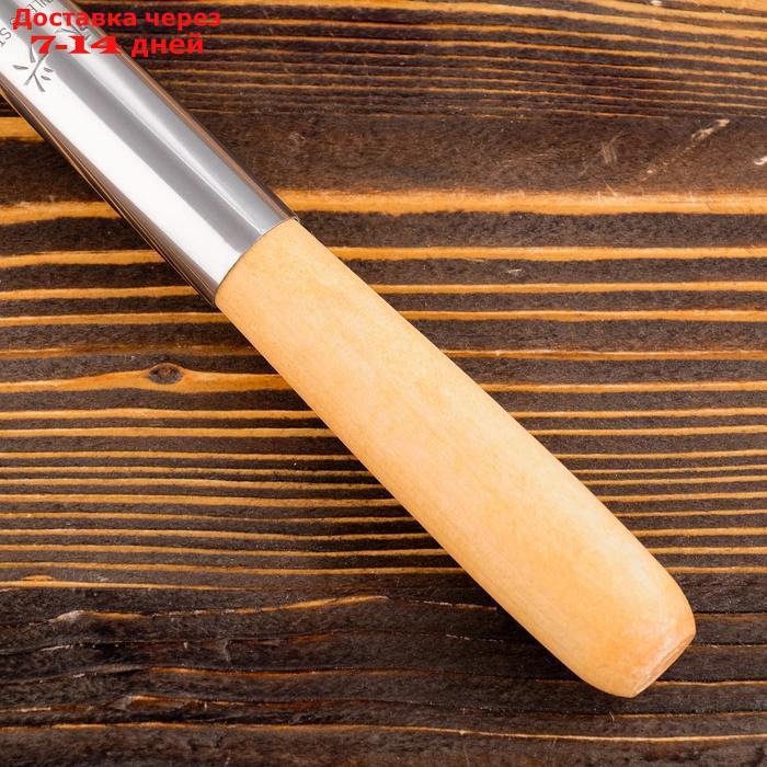 Шумовка для казана узбекская 47см, диаметр 12см, светлая деревянная ручка - фото 4 - id-p188237611