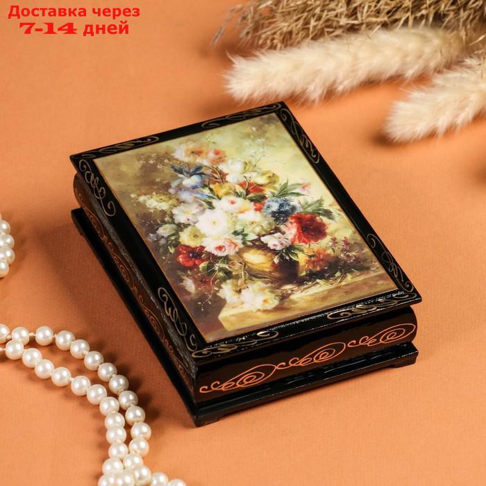 Шкатулка "Букет цветов", 10×14 см, лаковая миниатюра - фото 1 - id-p188239691