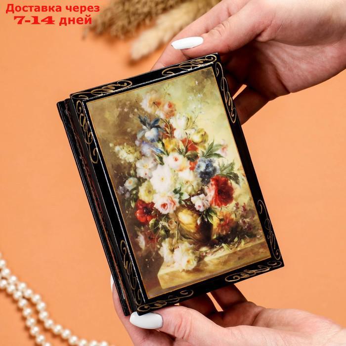 Шкатулка "Букет цветов", 10×14 см, лаковая миниатюра - фото 2 - id-p188239691