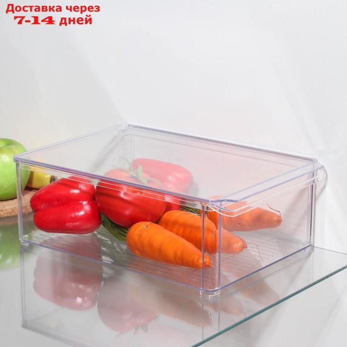 Органайзер для холодильника с крышкой IDEA, 20×30×10 см, цвет прозрачный - фото 1 - id-p188237762