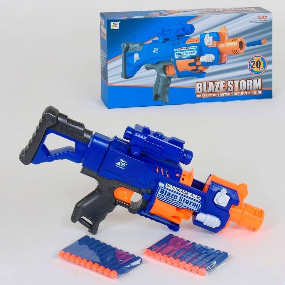 Автомат, Бластер 7055 + 20 пуль Blaze Storm детский игрушечный, с прицелом, мягкие пули, типа Nerf (Нерф), фото 1