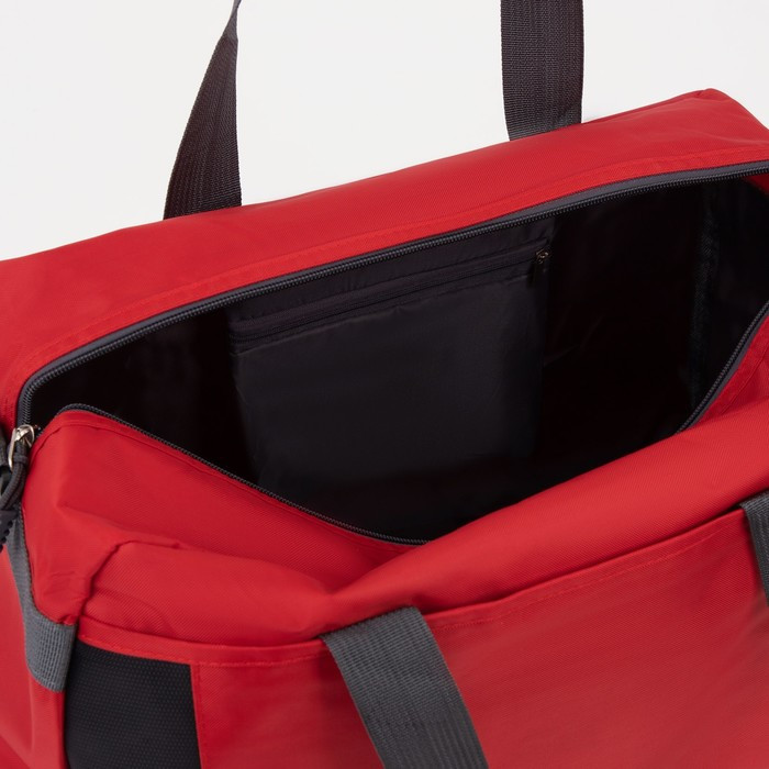 Сумка спортивная на молнии, 2 наружных кармана, цвет красный - фото 3 - id-p188309771