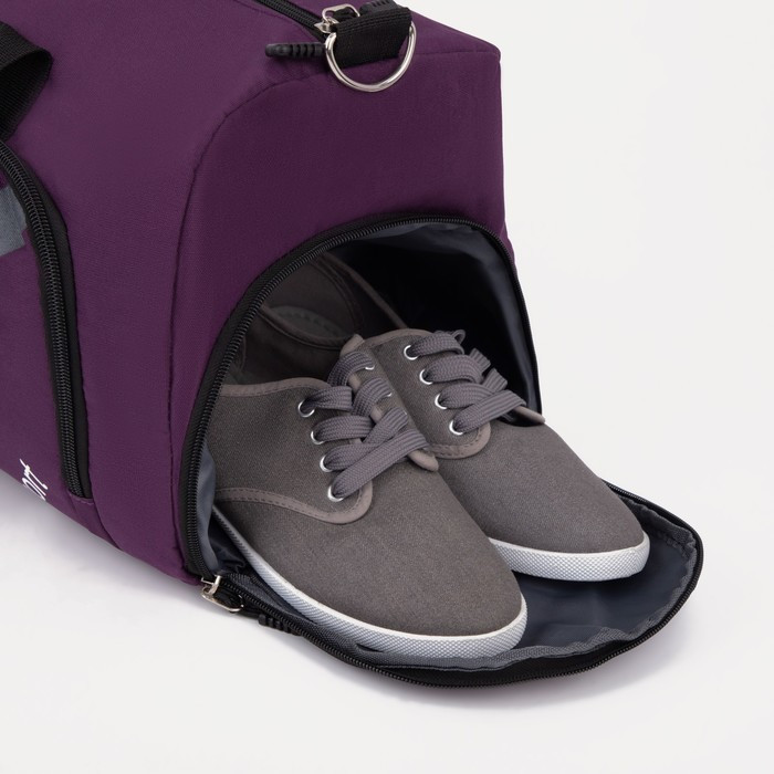 Сумка спортивная на молнии, отдел для обуви, наружный карман, цвет фиолетовый - фото 3 - id-p188309803