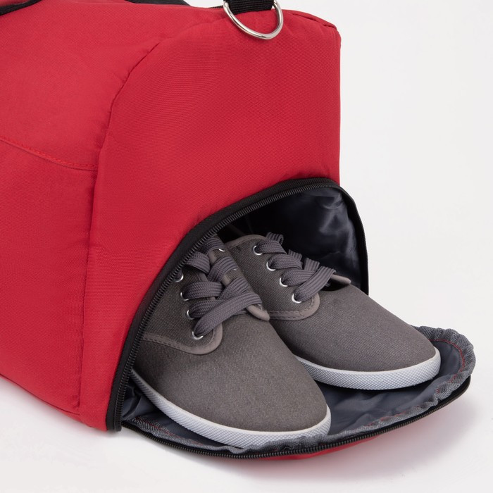 Сумка спортивная на молнии, отдел для обуви, наружный карман, цвет красный - фото 3 - id-p188309807