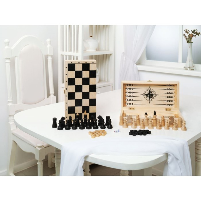 Настольная игра 3 в 1 "Классика": нарды, шашки, шахматы, доска 29 х 29 х 3 см - фото 2 - id-p188311345