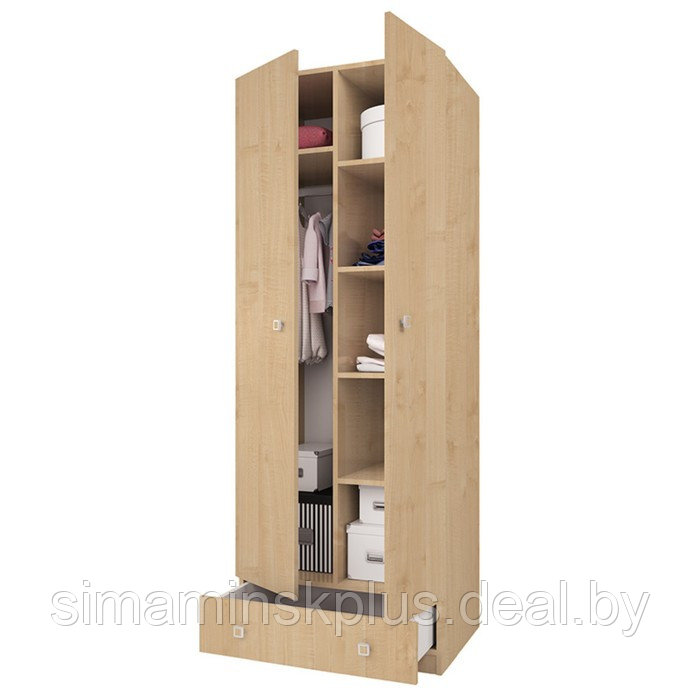 Шкаф двухсекционный Polini kids Simple, 1 ящик, цвет натуральный - фото 1 - id-p188311018