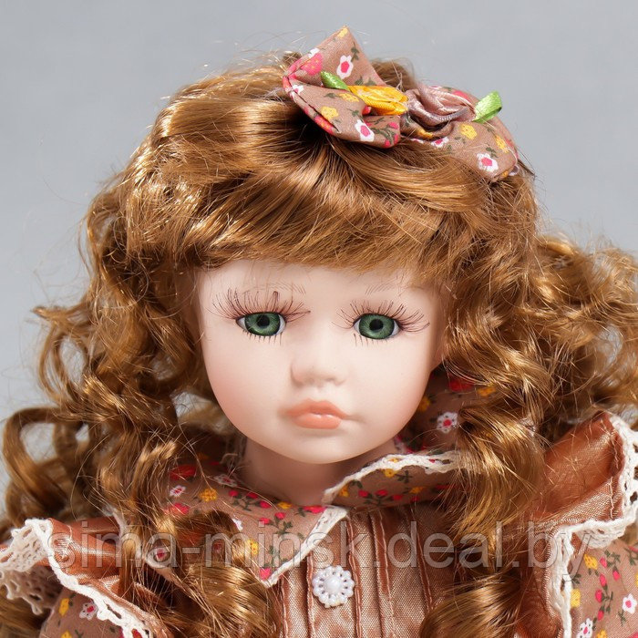 Кукла коллекционная керамика "Тося в платье с мелкими цветочками, с бантом в волосах" 30 см 758617 - фото 5 - id-p188314312