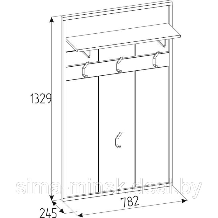 Вешалка Nature 76, 782 × 245 × 1329 мм, цвет дуб табачный craft / чёрный - фото 2 - id-p188318666