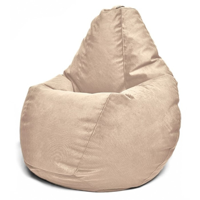 Кресло-мешок «Груша» Позитив Luma, размер M, диаметр 70 см, высота 90 см, велюр, цвет бежевый - фото 1 - id-p188319354