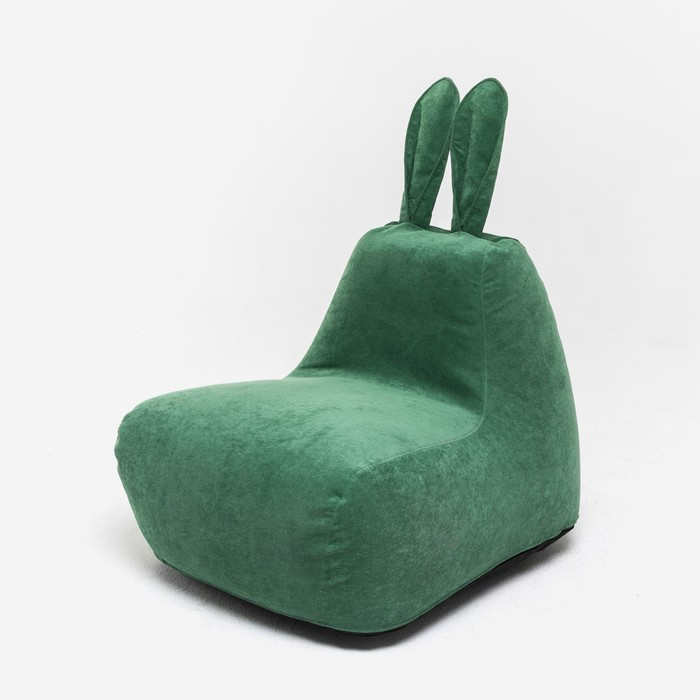 Кресло-мешок «Зайчик», размер 80x90 см велюр, цвет зелёный - фото 1 - id-p188320375