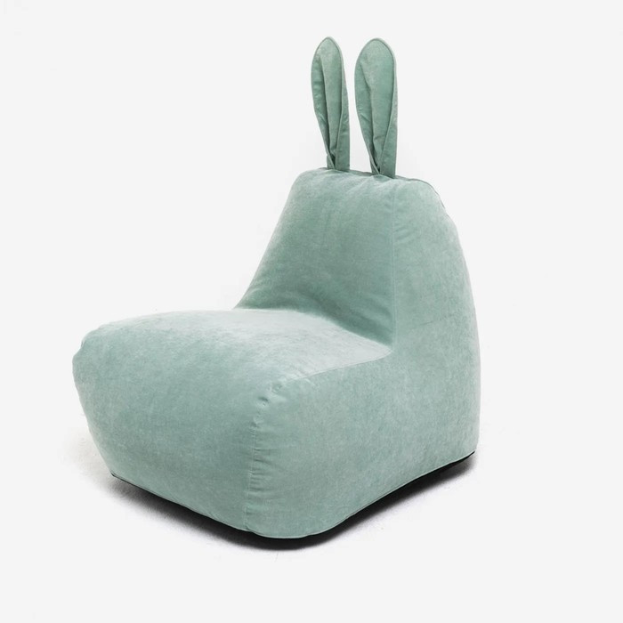 Кресло-мешок «Зайчик», размер 80x90 см велюр, цвет мятный - фото 1 - id-p188320379