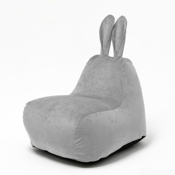 Кресло-мешок «Зайчик», размер 80x90 см велюр, цвет серый - фото 1 - id-p188320383