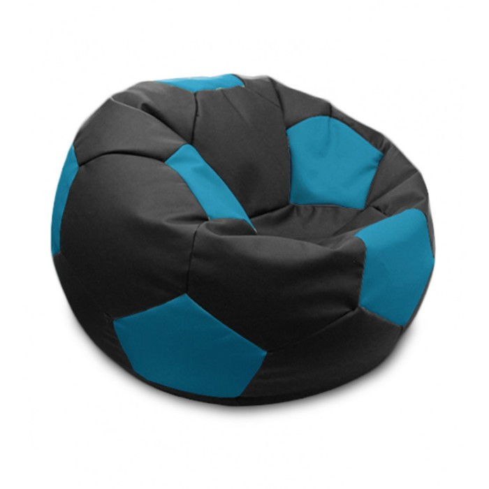 Кресло-мешок «Мяч», размер 70 см, см, искусственная кожа, чёрный, голубой - фото 1 - id-p188319590