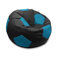 Кресло-мешок «Мяч», размер 80 см, см, искусственная кожа, чёрный, голубой