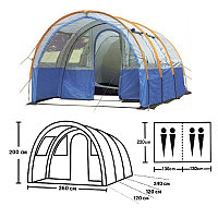 Палатка туристическая 5-ти (4+1) местная Lanyu (480x260x200см), арт. KD-1801